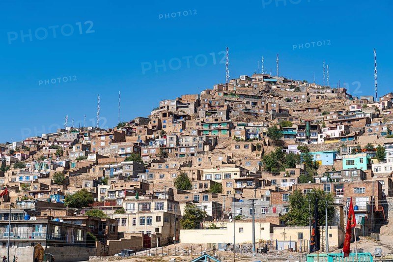 Houses perched on the hills around Sakhi Shah-e Mardan Shrine or Ziyarat-e Sakhi