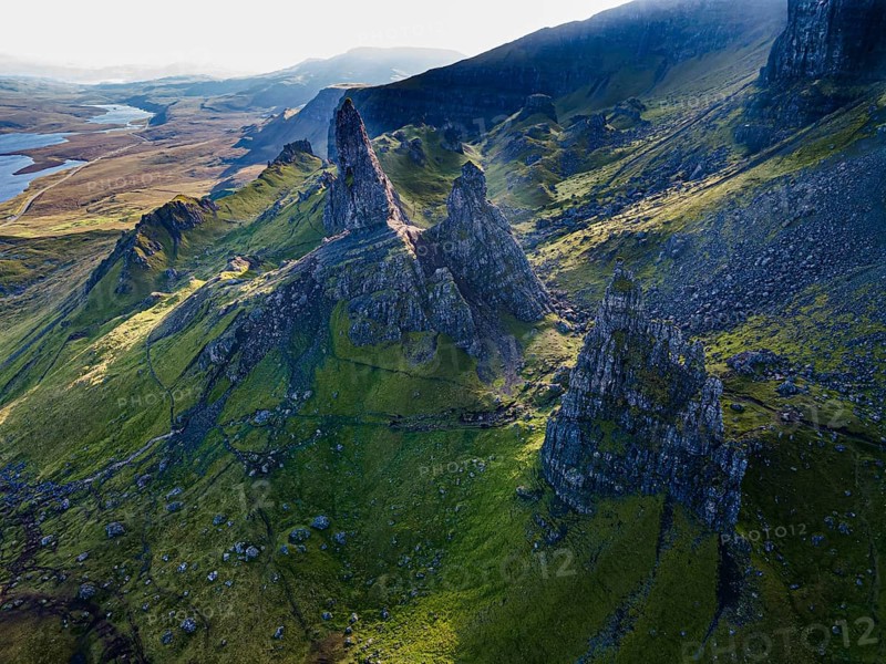 Aerial of the Storr pinnacle