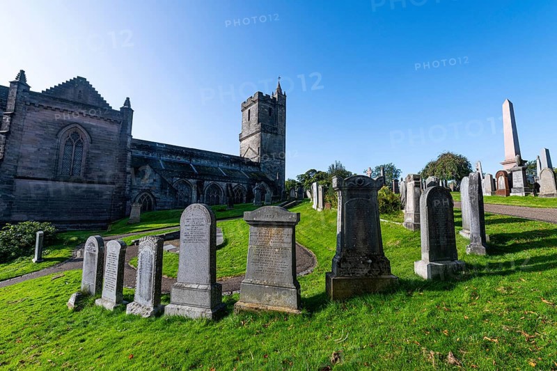 Old town cemetery with Holy rude church in the background