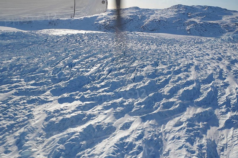Huge ice masses of a glacier