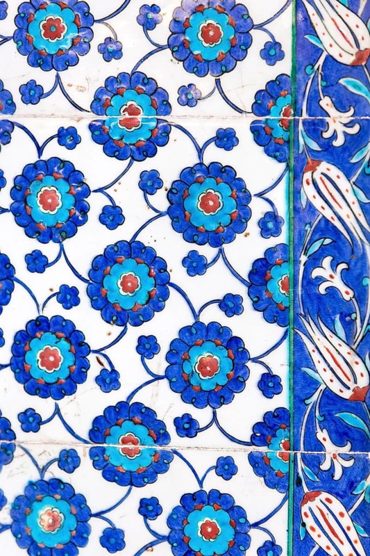 Macro view of the tiles in the Rustem Pasa Mosque