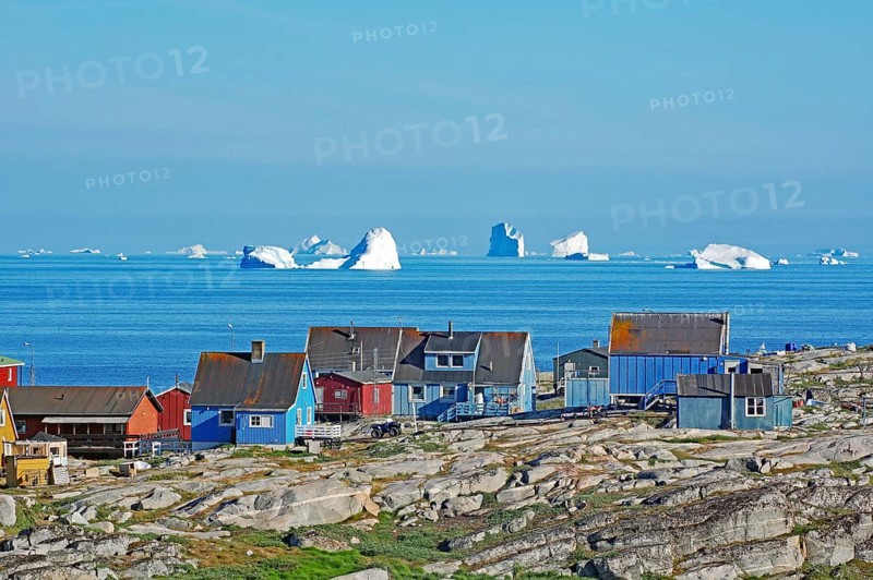 Houses in stony landscape