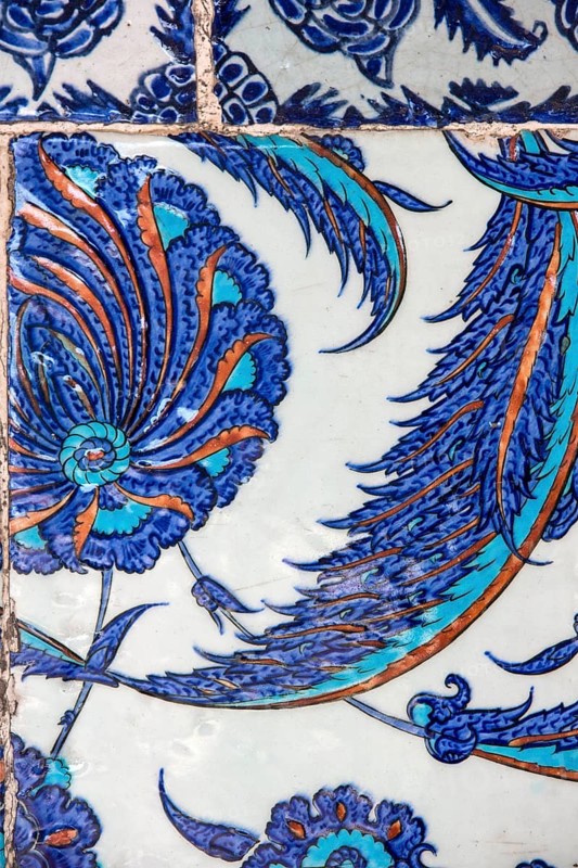 Macro view of the tiles in the Rustem Pasa Mosque
