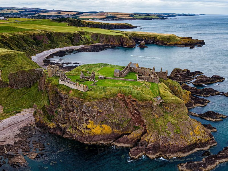 Aerial of Dunnottar Castle
