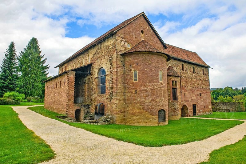 View of historic Einhard Basilica with apse