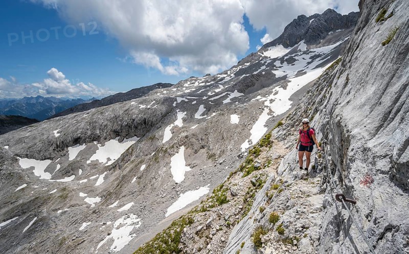 Hiker on a rock face