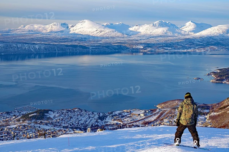 Snowboarders on the slope