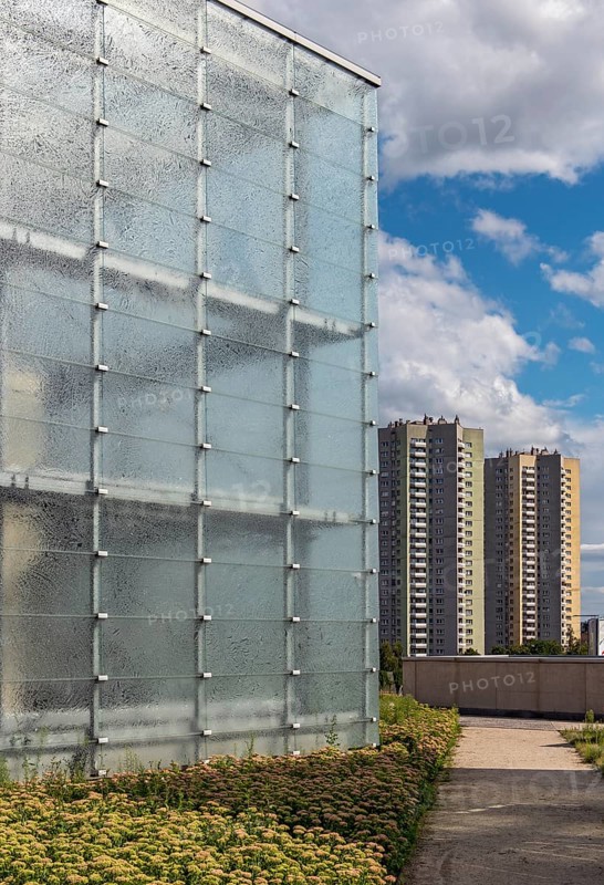 Modernist Osiedle Gwiazdy estate and light cubes of New Silesian Museum