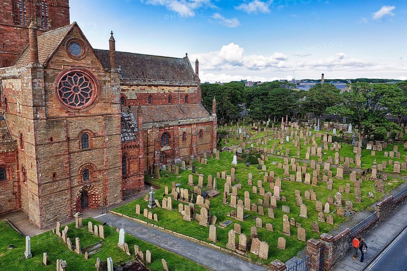 View of graveyard from above