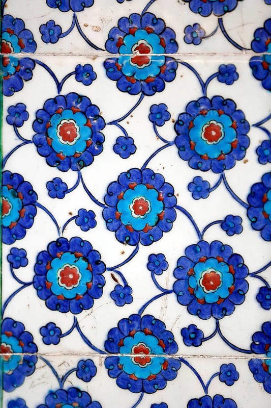 Macro view of the tiles in the Rustem Pasa Mosque