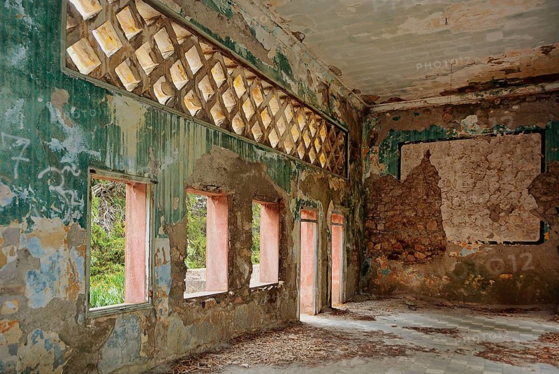 Hall of a derelict arcaded building