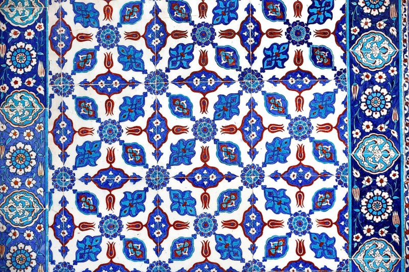 Macro view of the tiles in the Rustem Pasa Mosque