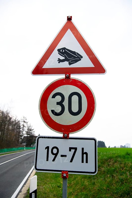 Signs at the amphibian protection fence