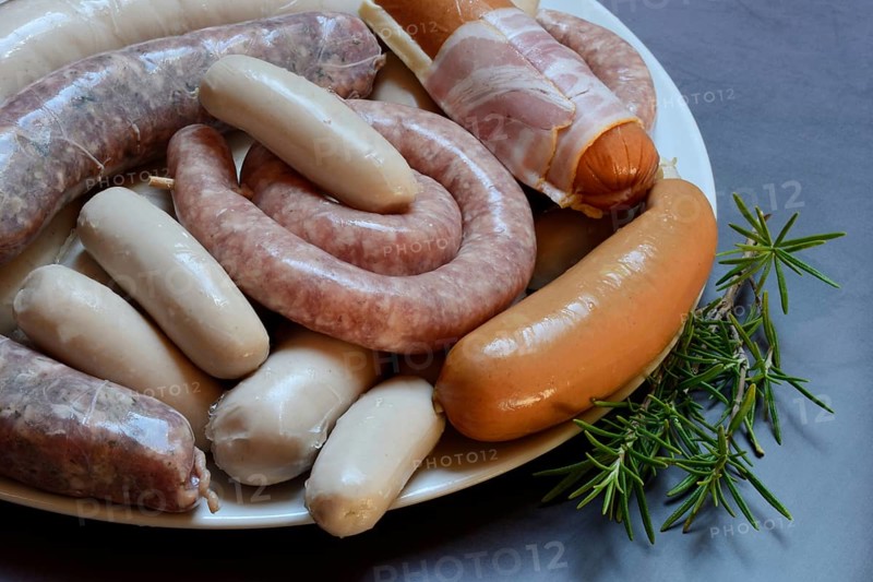 Various sausages on plate