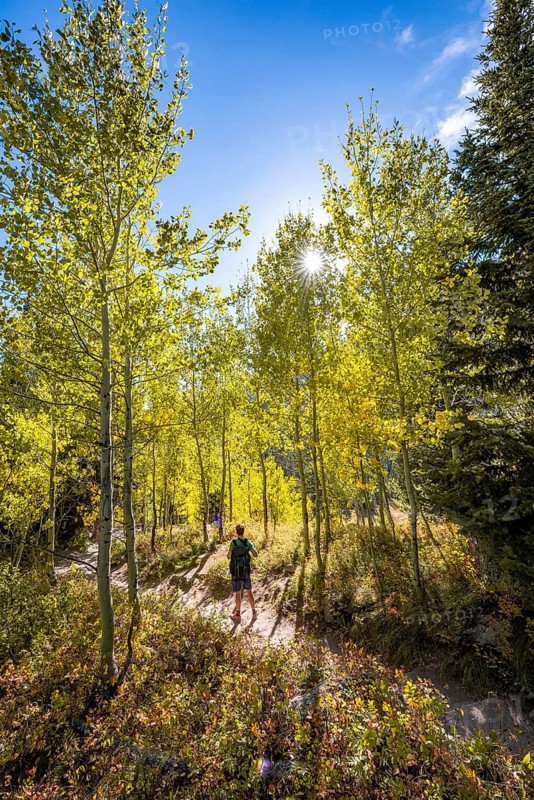 Young man on hiking trail