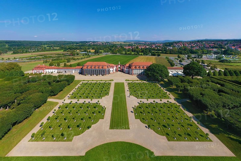 Castle garden with orange trees