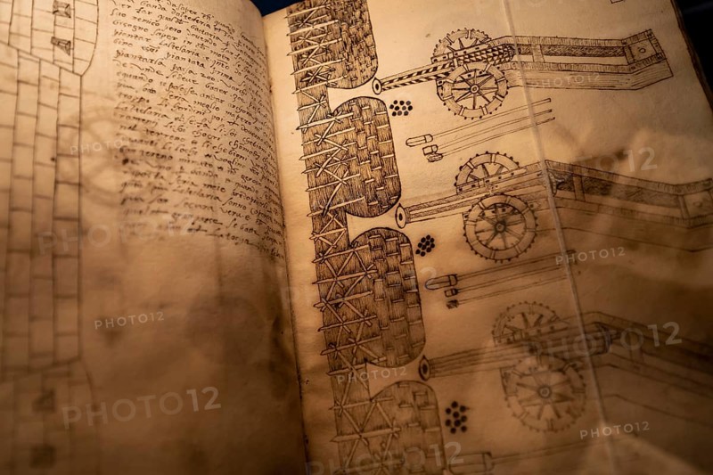 Antique book with technical calculations about cannons