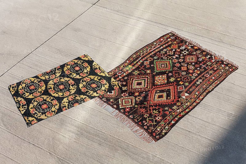 Mosaic carpets inlaid in concrete slabs
