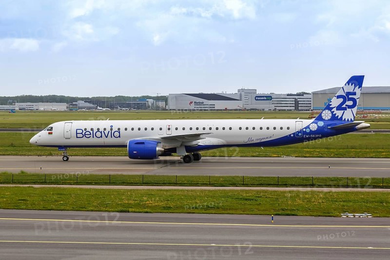 An Embraer 195 E2 aircraft of Belavia with registration EW-563PO at Amsterdam Schiphol Airport
