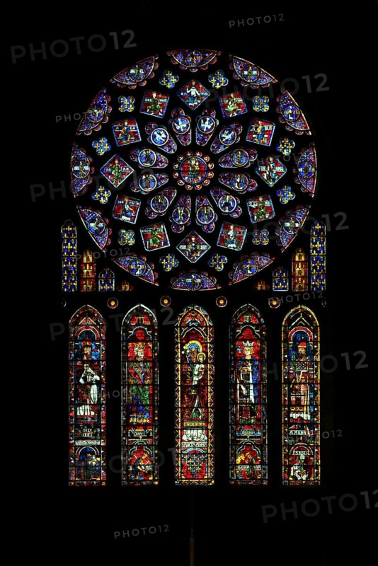 Rose window of the north transept with five lancet windows below