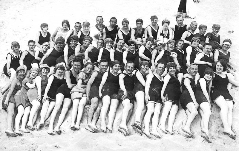 Bathing group on the beach