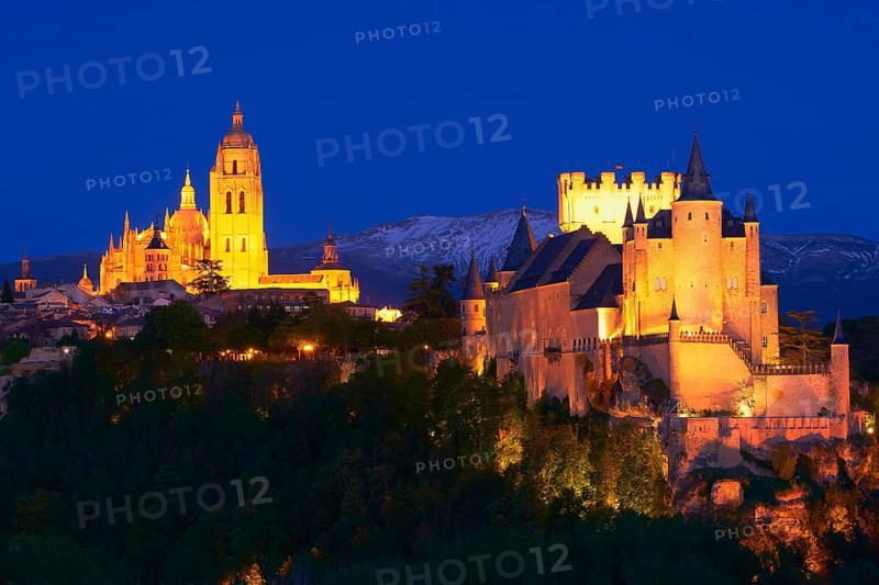 Alcazar Fortress and Cathedral at dusk