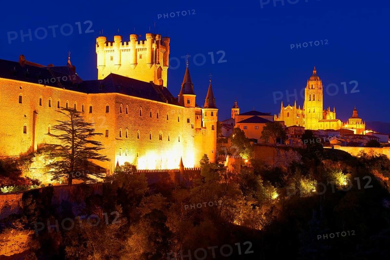 Alcazar Fortress and Cathedral at dusk