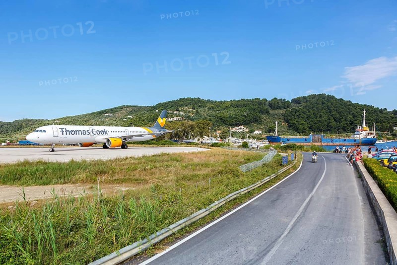 An Airbus A321 aircraft of Thomas Cook Airlines with registration G-TCDW at Skiathos airport