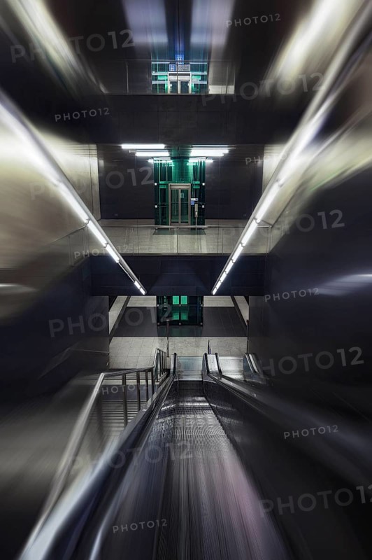 Escalator and lift at the underground station