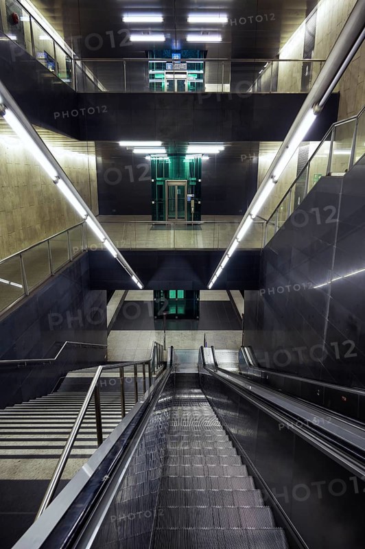 Escalator and lift at the underground station