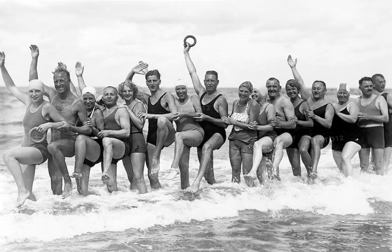 Bathing group on the beach