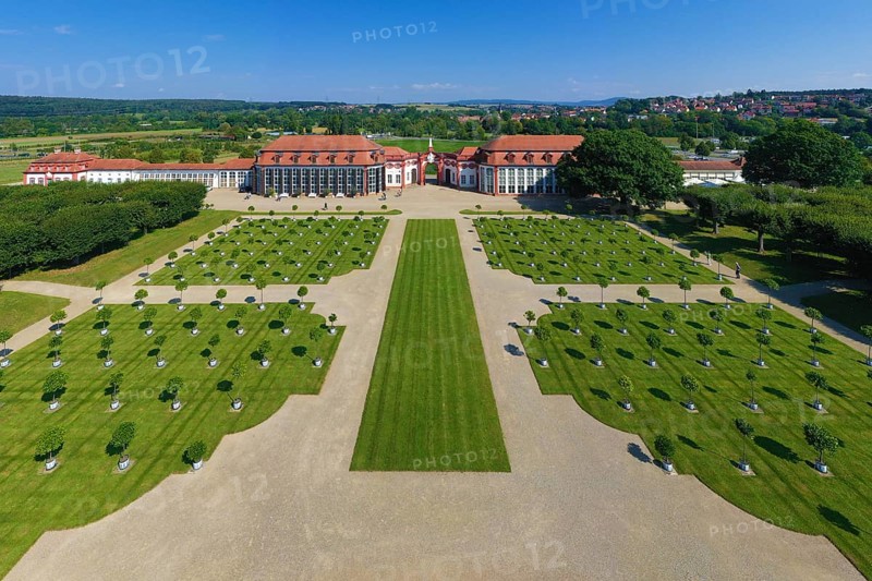 Castle garden with orange trees