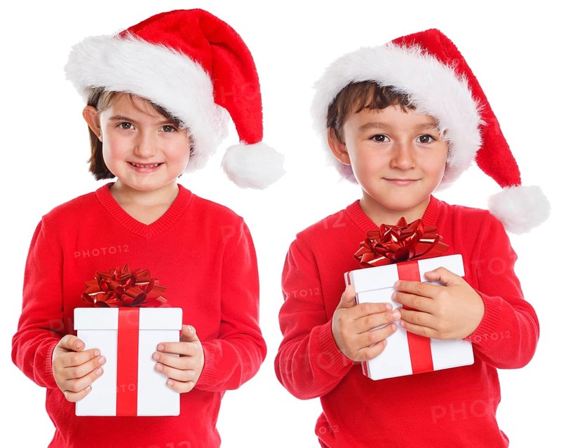 Children Gift Christmas Father Christmas Surprise isolated cut-out against a white background