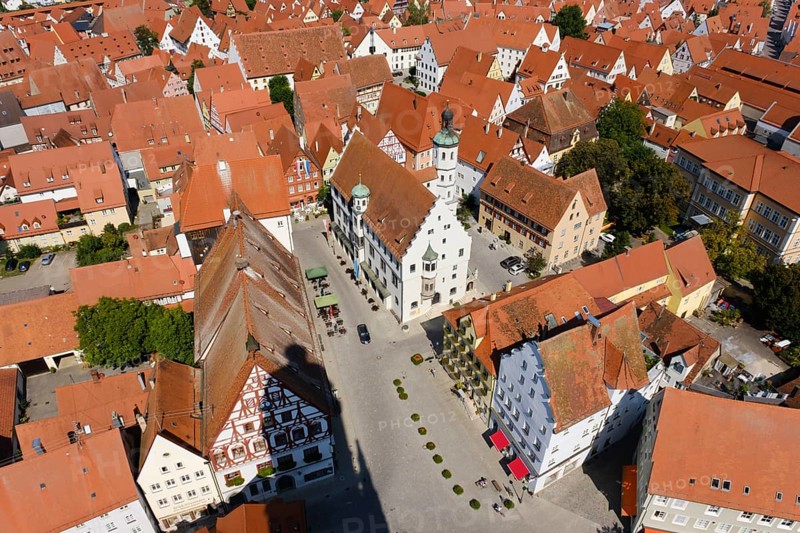 View from the tower Daniel of St. George's Church over the old town with the town hall