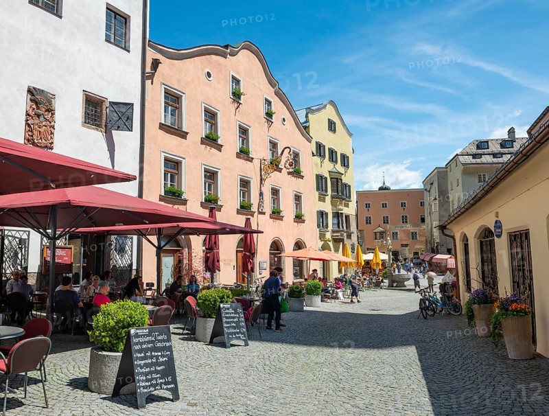 Marketplace with restaurants and traditional houses
