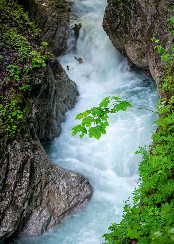 Mountain stream flowing through a narrow gorge