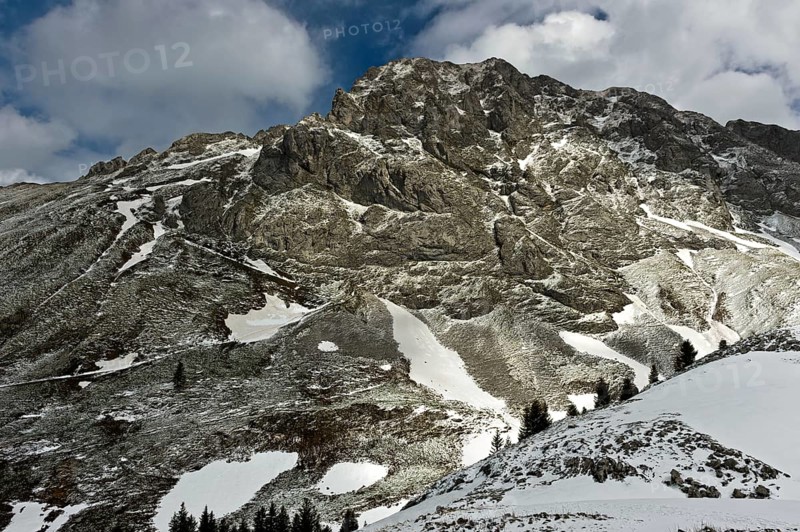 Dent d'Oche peak in the winter landscape of the French Chablais