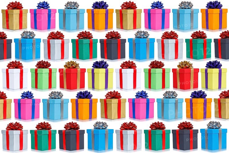 Many gifts birthday christmas background birthday gifts christmas gifts collage boxes exempt isolated