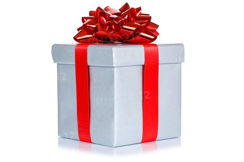 Gift birthday Christmas birthday gift box silver silver cut out isolated
