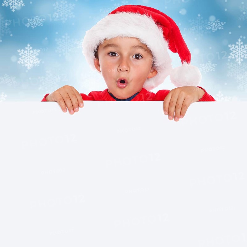 Christmas Child Santa Claus Christmas Card Text Free Space Copyspace Square Surprised Surprise Copy Space