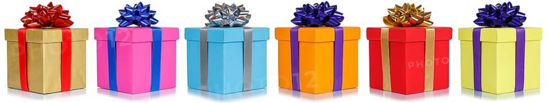Gifts Birthday Christmas Christmas gifts in a row boxes cut out isolated