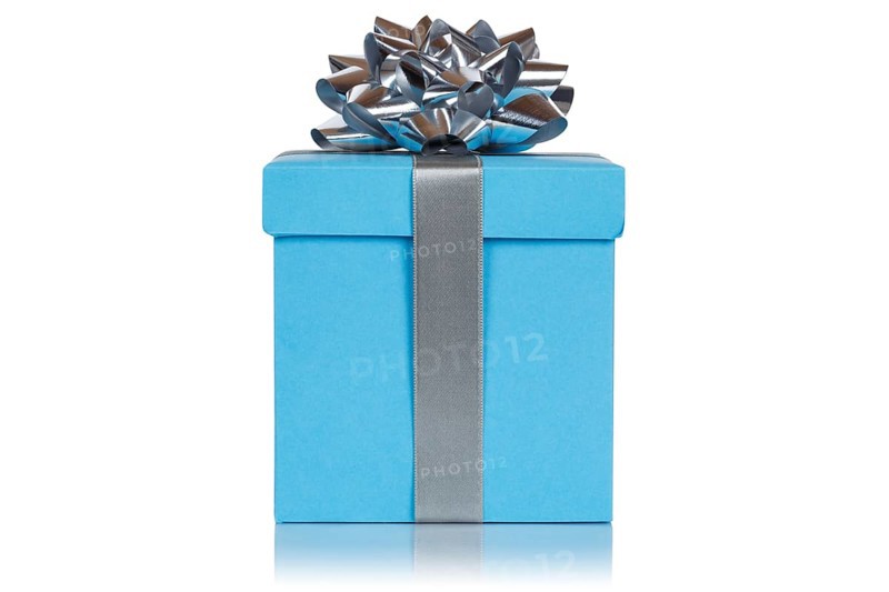 Birthday Christmas Gift Christmas present Birthday gift box light blue cut out isolated