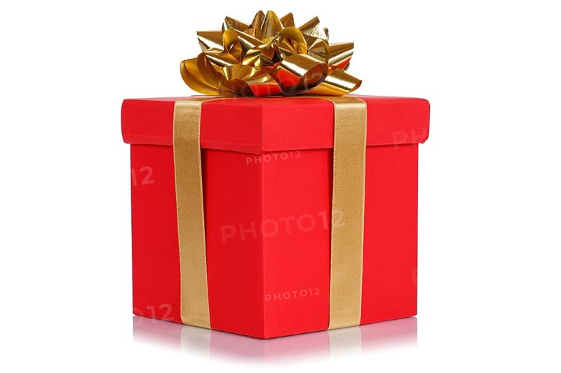 Gift birthday Christmas birthday gift box red cut out isolated