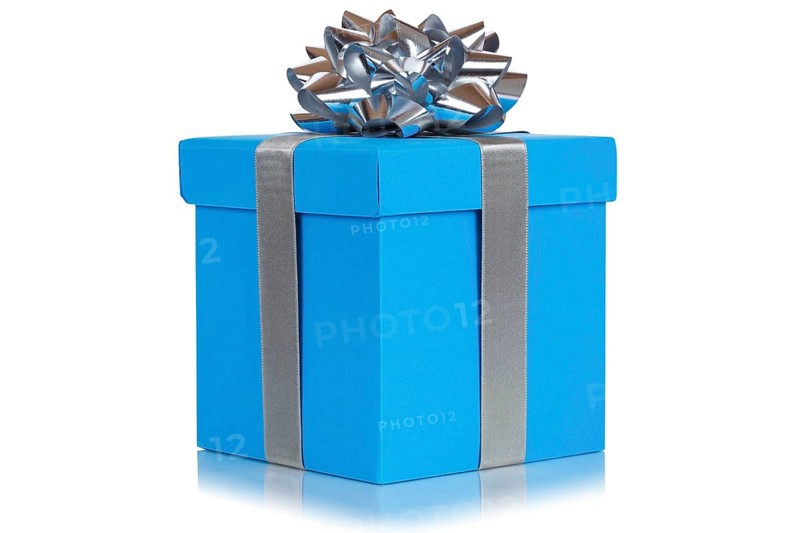 Gift Birthday Christmas Birthday gift box blue cut out isolated