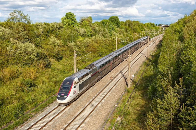 TGV Duplex train on the new NBS Mannheim-Stuttgart line in Germany