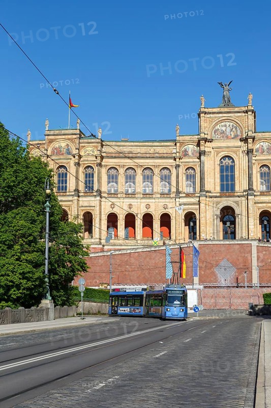 Tram Tram Adtranz GT6N Train Local traffic at the Maximilianeum in Munich