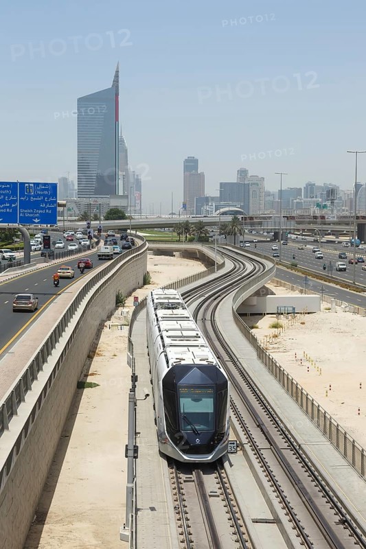 Alstom Citadis Tram Dubai public transport transport transport transport at Dubai Marina stop in Dubai