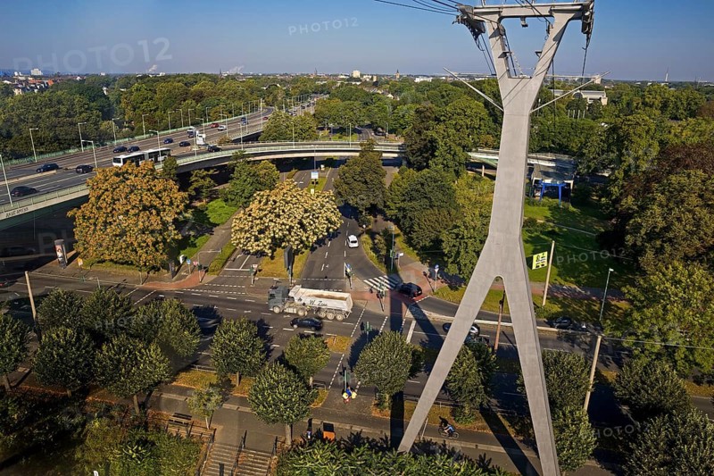 View from the gondola of the Rheinbahn