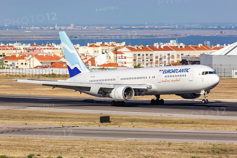 A Boeing 767-300ER aircraft of EuroAtlantic Airways with registration CS-TKS at Lisbon Airport