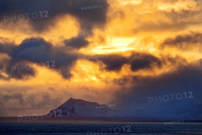 Sunset with clouds over Snaefellsjoekull